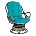 Office Star Tahiti Rattan Swivel Rocker Accent Chair, Blue/Gray 1 thumbnail image