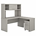 Kathy Ireland Office Echo L-Shaped Desk With Hutch And Mobile File Cabinet, Gray Sand, Standard Delivery