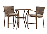 COSCO Bridgeport 3-Piece Outdoor High-Top Bistro Patio Furniture Set, Brown/Tan