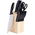 Gibson Helston 14-Piece Stainless-Steel Cutlery Set With Pine Wood Block, Black 1 thumbnail image