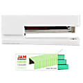 JAM Paper® 2-Piece Office Stapler Set,1 Stapler & 1 Pack of Staples,  White/Green