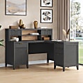 Thomasville® Rivington 60"W L-Shaped Corner Desk & Hutch With Integrated Power Outlet, Raven Black 1 thumbnail image