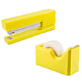 JAM Paper® 2-Piece Office And Desk Set, 1 Stapler & 1 Tape Dispenser, Yellow
