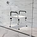Flash Furniture Hercules Adjustable Bath And Shower Chair With Quick-Release Back And Arms, 34-3/4"H x 20-3/4"W x 19-3/4"D, White