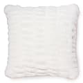 Dormify Angelina Ruched Polyester Faux Fur Square Pillow, 18″ x 18″, White