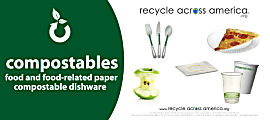 Recycle Across America Compostables Standardized Recycling Labels, COMPS-0409, 4" x 9", Dark Green 1 thumbnail image