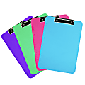 JAM Paper® Letter-Size Clipboards With Low-Profile Metal Clips, 12-1/2" x 9", Assorted Colors, Pack Of 4 Clipboards