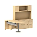 Bush Business Furniture 300 Series L Shaped Peninsula Desk With Storage, 72"W x 30"D, Natural Maple, Premium Installation