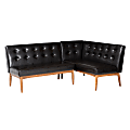 Baxton Studio Arvid Dining Nook Banquette Set, Dark Brown/Walnut Brown