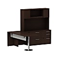 Bush Business Furniture 300 Series L Shaped Peninsula Desk With Storage, 72"W x 30"D, Mocha Cherry, Premium Installation