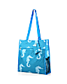 Zodaca All Purpose Carry Tote Shoulder Bag With Attached Coin Purse, Blue Seahorse