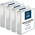 Business Source RounD-Ring View Binder, 2" Ring, 8 1/2" x 11", White, Pack Of 4 1 thumbnail image