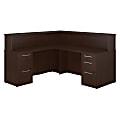 Bush Business Furniture 300 Series L Shaped Reception Desk With 2 And 3 Drawer Pedestals, Mocha Cherry, Standard Delivery