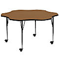 Flash Furniture Mobile 60" Flower Thermal Laminate Activity Table With Standard Height-Adjustable Legs, Oak