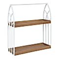 Kate and Laurel Castille Wall Shelf Set, 22”H x 20 x 6-1/2”D, Rustic Brown/White
