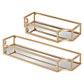 Kate and Laurel Ciel Metal Wall Shelf Set, Gold/Mirror, Set Of 2 Shelves