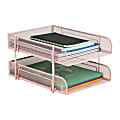Mind Reader 2-Tier Metal Stackable Paper Tray, 7-1/2"H x 10-1/2"W x 13-1/4"D, Pink 1 thumbnail image