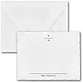 Custom Premium Stationery Flat Note Cards, 5-1/2" x 4-1/4", Simply Feather Deckle, White, Box Of 25 Cards