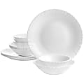 Gibson Ultra Radley 12-Piece Tempered Opal Glass Dinnerware Set, White