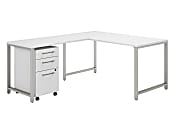 Bush Business Furniture 400 Series 60"W x 30"D L-Shaped Desk With 42"W Return And 3 Drawer Mobile File Cabinet, White, Standard Delivery