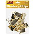 JAM Paper® Designer Binder Clips, Large, 1" Capacity, Gold, Pack Of 12 Clips