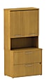 BBF 300 Series Lateral File, 2 Drawers With Overhead Storage, 72 3/10"H x 35 3/5"W x 21 4/5"D, Modern Cherry, Premium Installation Service