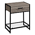 Monarch Specialties Side Accent Table With Glass Shelf, Rectangular, Dark Taupe/Black