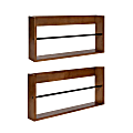 Kate and Laurel Corinna Metal and Wood Wall Shelf Set, 12”H x 24-1/16"W x 3-15/16”D, Brown, Set Of 2 Shelves