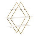 Kate and Laurel Daxton Wood and Metal Wall Shelves, 31”H x 30-1/2”W x 7-1/2”D, White/Gold 1 thumbnail image