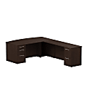 Bush Business Furniture 300 Series Bow Front L Shaped Desk With 2 Pedestals, 72"W x 36"D, Mocha Cherry, Standard Delivery