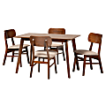 Baxton Studio Euclid 5-Piece Dining Set, Sand/Walnut Brown