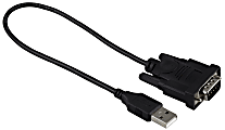 Ativa® USB 2.0 to Serial Adapter, 1’, RS-232 DB9, Black, 26847