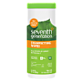 Seventh Generation® Disinfecting Wipes, 7" x 8" Sheets, Lemongrass & Thyme Scent, Canister Of 35