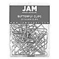 JAM Paper® Butterfly Clips, Large, 1/2" Capacity, Silver, Pack Of 20 Clips