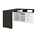 Bestar Equinox 57"W L-Shaped Corner Desk, White/Deep Gray