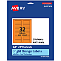 Avery® Printable Labels With Sure Feed® Technology, 94214-BOP20, Rectangle, 5/8" x 3", Matte Bright Orange, Pack of 640 1 thumbnail image