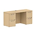 Bush Business Furniture 300 Series Office Desk With 2 Pedestals 60"W, Natural Maple, Standard Delivery