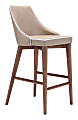 Zuo Modern® Moor Bar Chair, Counter Height, Beige/Walnut