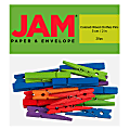 JAM Paper® Wood Clip Clothespins, 2", Assorted Colors, Pack Of 20 Clothespins