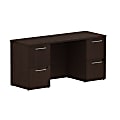 Bush Business Furniture 300 Series Office Desk With 2 Pedestals 66"W, Mocha Cherry, Premium Installation