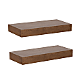 Kate and Laurel Havlock Wood Shelf Set, 2-1/4”H x 18”W x 8”D, Rustic Brown, Set Of 2 Shelves