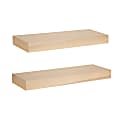 Kate and Laurel Havlock Wood Shelf Set, 2-1/4”H x 24”W x 8”D, Natural