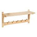 Kate and Laurel Meridien Shelf with Hooks, 11-1/2”H x 24”W x 8-1/4”D, Natural