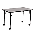 Flash Furniture Mobile 48"W Rectangular HP Laminate Activity Table With Standard Height-Adjustable Legs, Gray