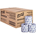 Genuine Joe 2-ply Bath Tissue Rolls - 2 Ply - 4" Width x 3.75" Length - 400 Sheets/Roll - Embossed - White - 24 / Carton 1 thumbnail image