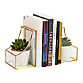 Mind Reader Decorative Bookends, 6-1/4"H x 3-3/4"W, Gold, Set Of 2 Bookends 1 thumbnail image