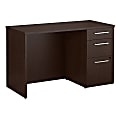 Bush Business Furniture 300 Series Desk With Pedestal, 48"W x 22"D, Mocha Cherry, Premium Installation