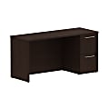 Bush Business Furniture 300 Series Desk With Pedestal, 60"W x 22"D, Mocha Cherry, Premium Installation