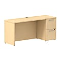 Bush Business Furniture 300 Series Desk With Pedestal, 66"W x 22"D, Natural Maple, Premium Installation