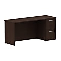 Bush Business Furniture 300 Series Desk With Pedestal, 66"W x 22"D, Mocha Cherry, Premium Installation